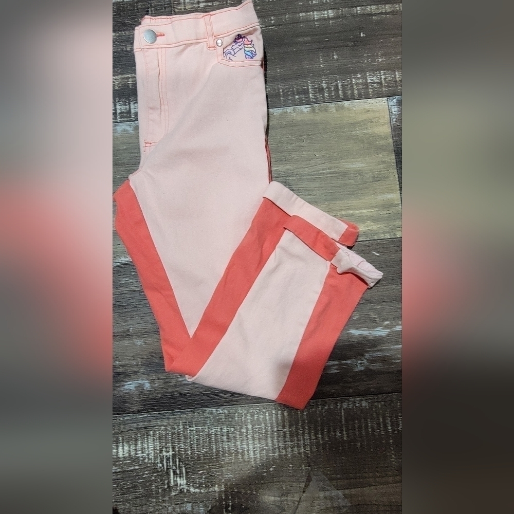 365 kids two tone cuffed jeans unicorn on pocket size: 10